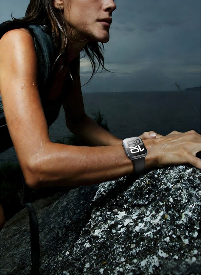 2 Pack Tempered Glass Case Compatible for Apple Watch Series 11 Series 10 42mm, Hard PC Screen Protector Ultra-Thin Lightweight Scratch-Resistant Cover for iWatch, 1 Black + 1 Transparent - Image 5